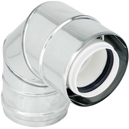 Uniflow coude concentrique 80/125mm 90° inox/PP