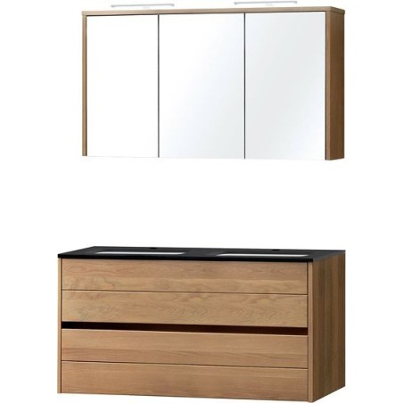 Meuble Combo chêne massif 120 bleue belge avec armoire toilette