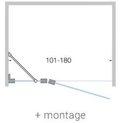 Porte pivotante+parti fix niche CLOSE 101-180cm h200cm satin-inox mat avec montage