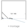 Porte pivotante+parti fix niche CLOSE 101-180cm h200cm satin-chrome avec montage