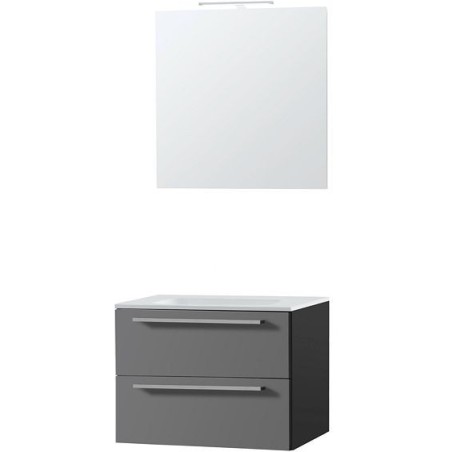 Meuble combo uni coloris ardoise 70 solid avec miroir