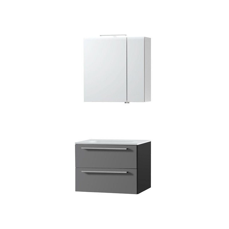 Meuble combo uni coloris ardoise 70 solid avec armoir toilette