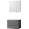 Meuble combo uni coloris ardoise 70 porcelaine avec armoir toilette