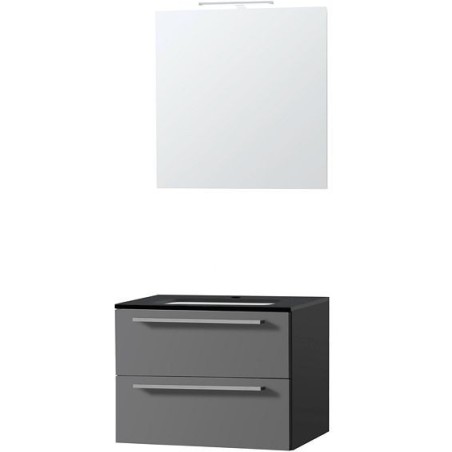 Meuble Combo uni coloris ardoise 70 bleu belge avec miroir