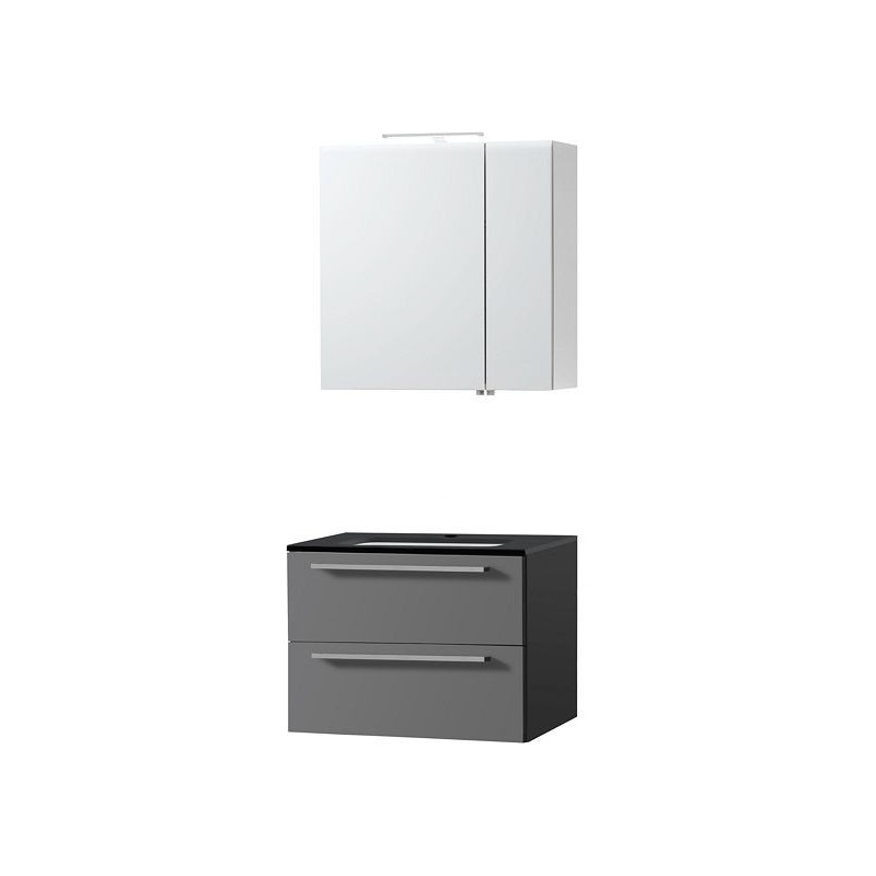 Meuble Combo uni coloris ardoise 70 bleu belge avec armoire toilette