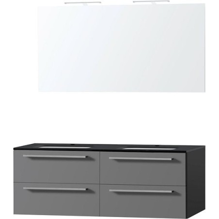 Meuble combo uni coloris ardoise 40 bleue belge avec miror