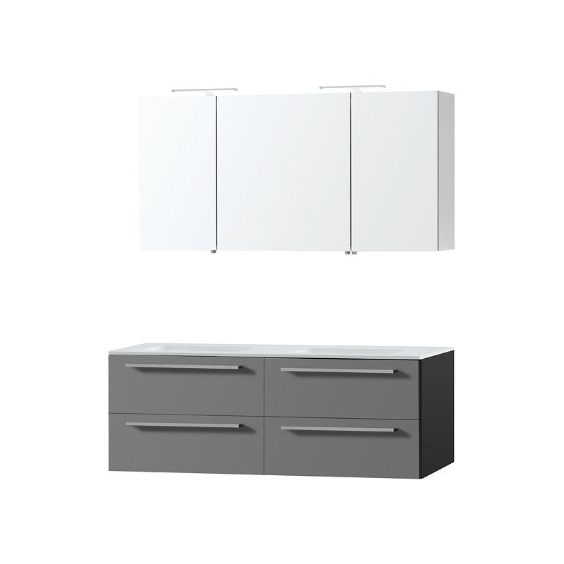 Meuble combo uni coloris ardoise 140 solid avec armoire toilette