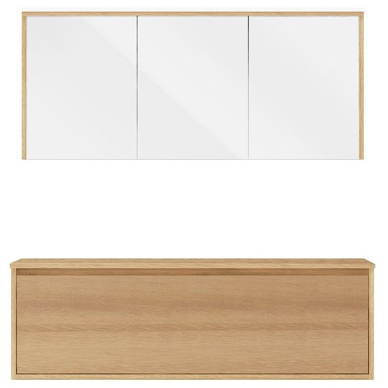 Meuble Craft solo chêne 140cm marbre chêne à poser armoire toilette