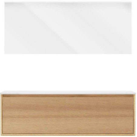 Meuble Craft solo chêne 140cm marbre solid à poser miroir
