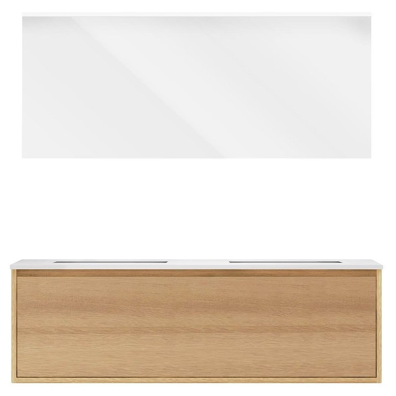 Meuble Craft solo chêne 140cm marbre solid Molto miroir
