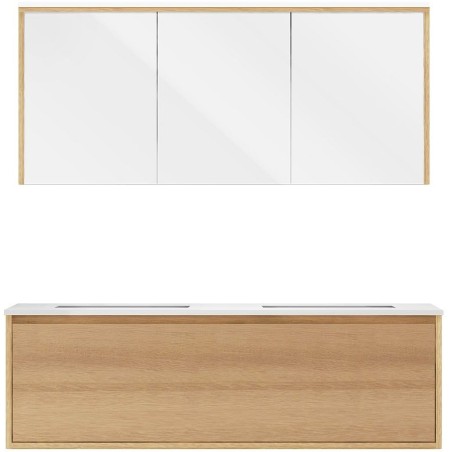 Meuble Craft solo chêne 140cm marbre synthétique armoire toilette