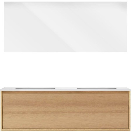 Meuble Craft solo chêne 140cm marbre synthétique miroir