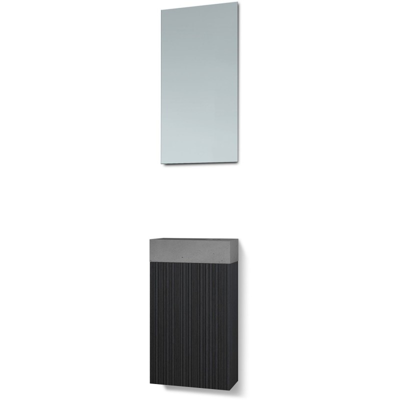 Lave-mains forest béton/ 1 port/miroir chêne noir