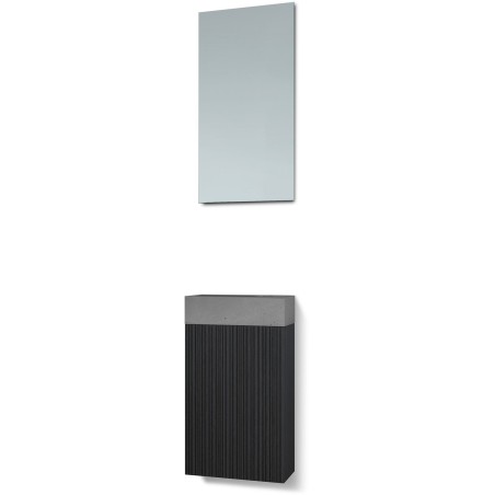 Lave-mains forest béton/ 1 port/miroir chêne noir