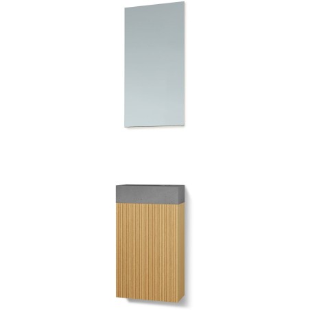Lave-mains forest béton/ 1 port/miroir/lumière led chêne nature