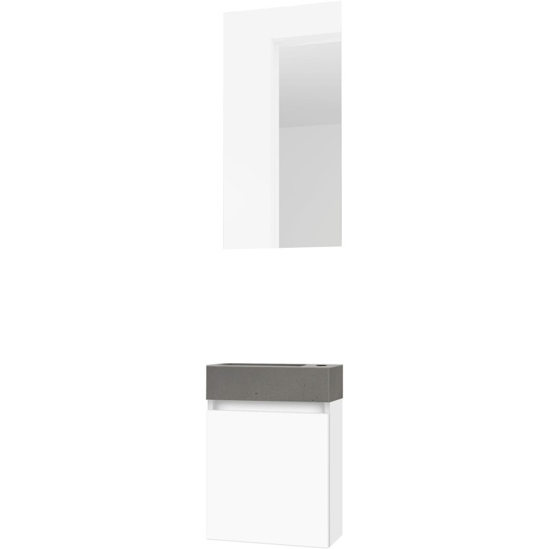 Lave-mains forme mini béton/ 1 port/miroir blanc