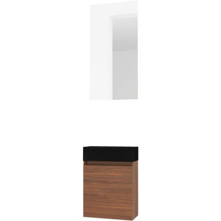 Lave-mains forme mini lava/ 1 port/miroir noyer