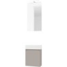 Lave-mains forme mini porcelaine mat wit/ 1 port/miroir/lumière led poudre gris