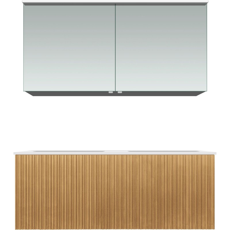 Meuble forest duo chêne nature 120cm marbre synthètique armoire toilette