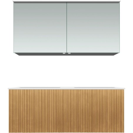 Meuble forest duo chêne nature 120cm marbre synthètique armoire toilette