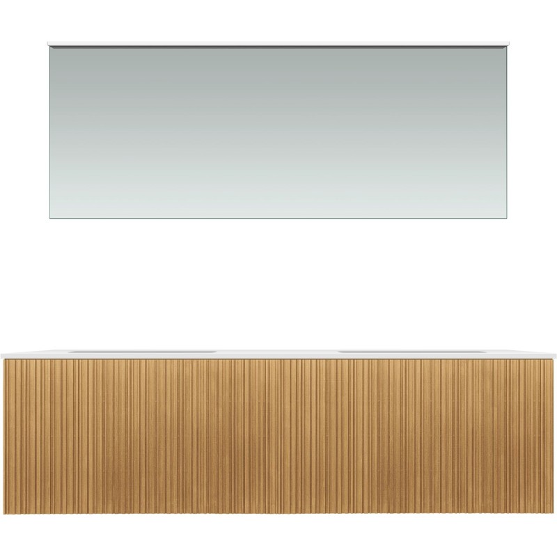 Meuble forest duo chêne nature 160cm marbre synthètique miroir