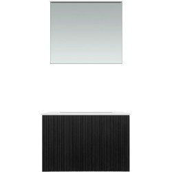Meuble forest solo chêne noir 70cm marbre synthètique miroir