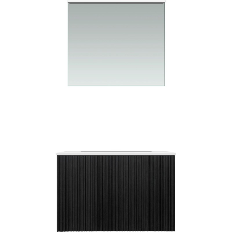 Meuble forest solo chêne noir 70cm marbre synthètique miroir