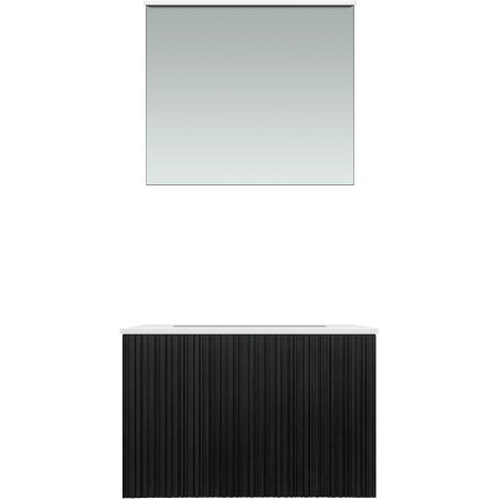 Meuble forest solo chêne noir 70cm marbre synthètique miroir
