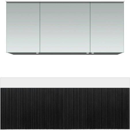 Meuble forest solo chêne noir asymètrique 140cm droite solide puro armoire toilette