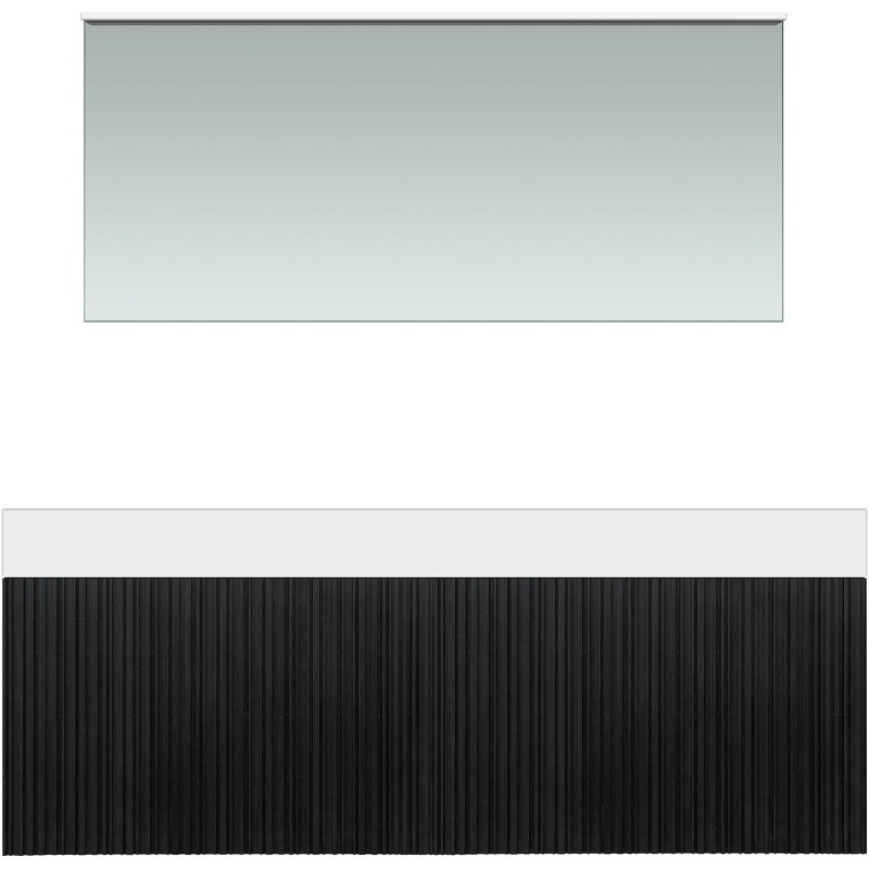 Meuble forest solo chêne noir asymètrique 140cm droite solide puro miroir