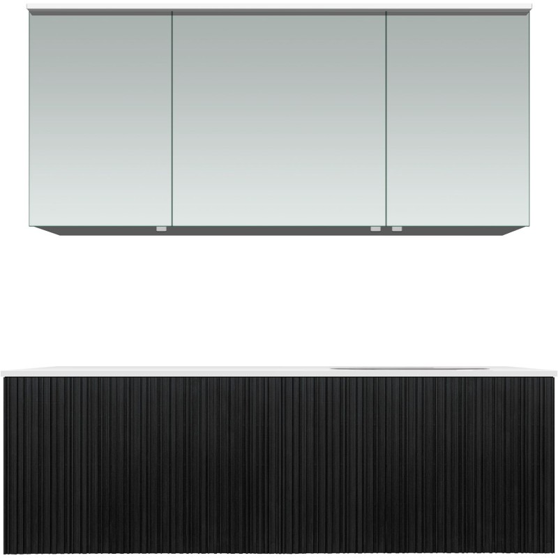 Meuble forest solo chêne noir asymètrique 140cm droite xonyx armoire toilette