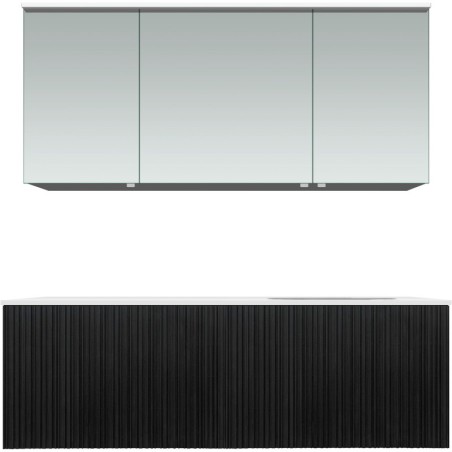 Meuble forest solo chêne noir asymètrique 140cm droite xonyx armoire toilette