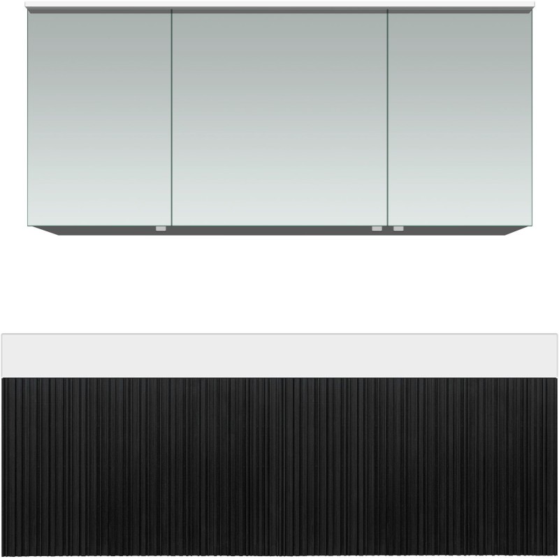 Meuble forest solo chêne noir asymètrique 140cm gauche solide puro armoire toilette