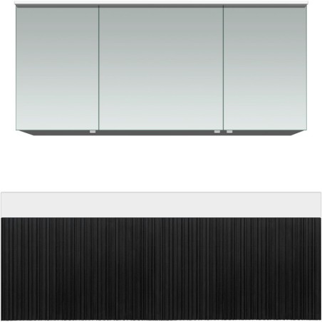 Meuble forest solo chêne noir asymètrique 140cm gauche solide puro armoire toilette