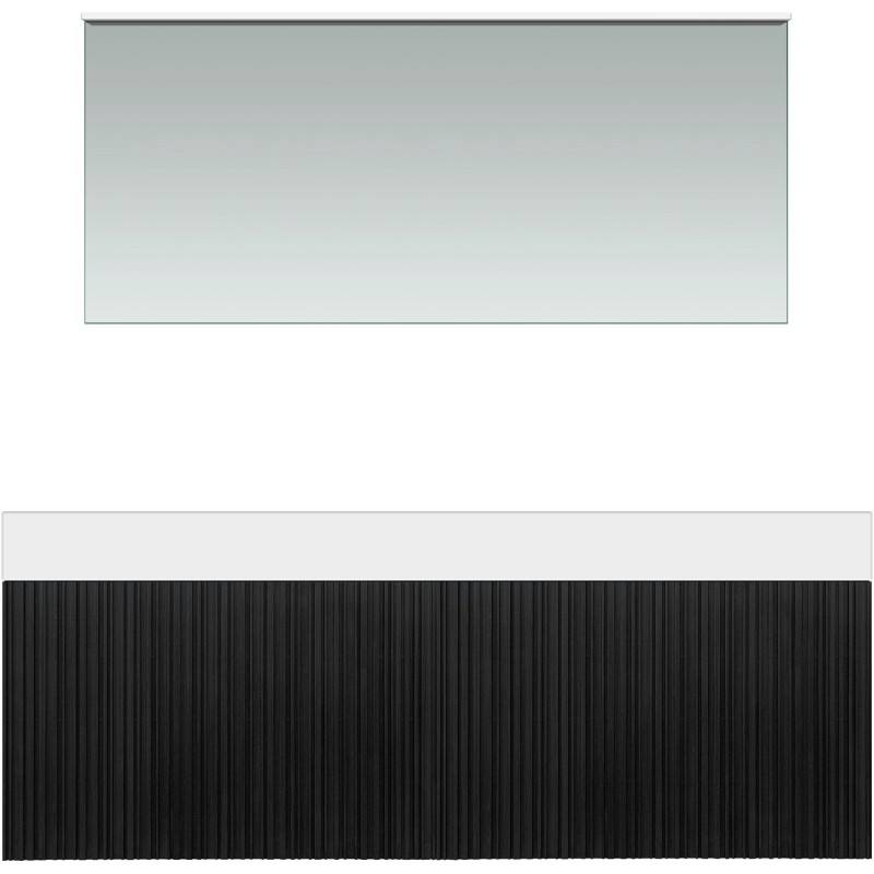 Meuble forest solo chêne noir asymètrique 140cm gauche solide puro miroir