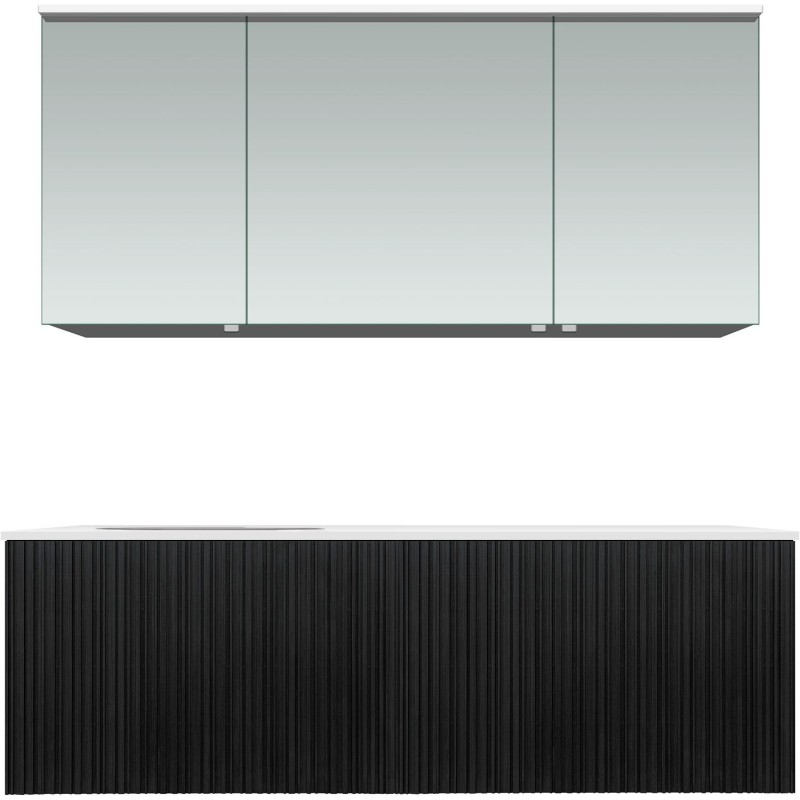 Meuble forest solo chêne noir asymètrique 140cm gauche xonyx armoire toilette