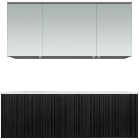 Meuble forest solo chêne noir asymètrique 140cm gauche xonyx armoire toilette