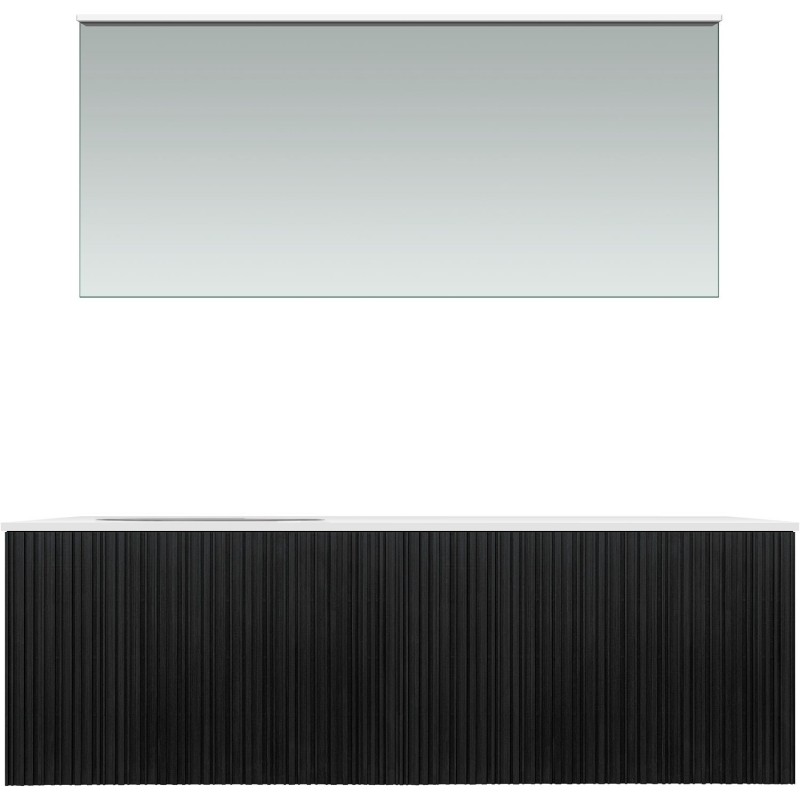 Meuble forest solo chêne noir asymètrique 140cm gauche xonyx miroir