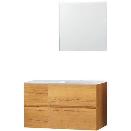 Meuble molto chêne gold 105 droite marbre synthètique miroir