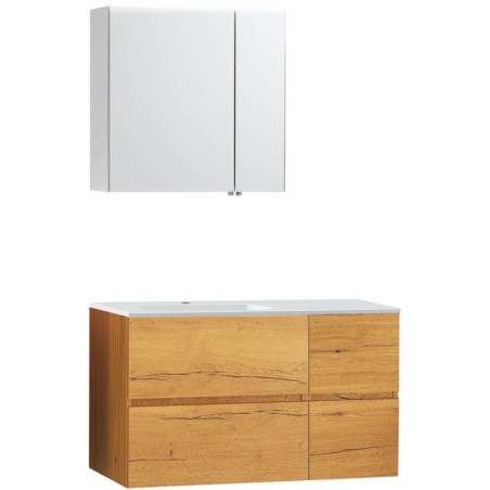 Meuble molto chêne gold 105 gauche marbre synthètique armoire toilette 70