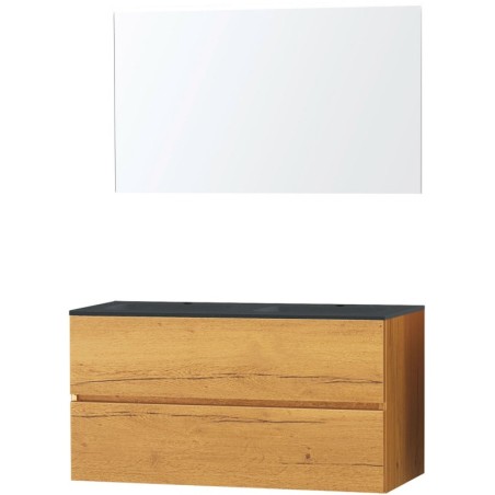 Meuble molto chêne gold 120 bleu belge miroir