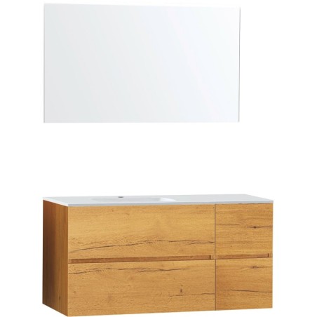 Meuble molto chêne gold 125 gauche marbre synthètique miroir