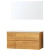 Meuble molto chêne gold 125 pour lavabo à poser solide miroir