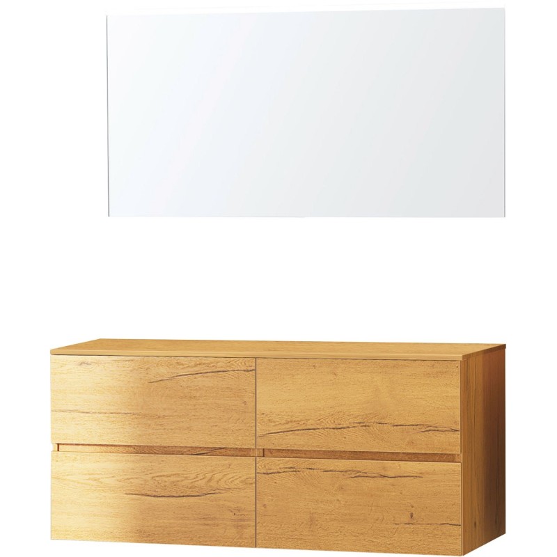 Meuble molto chêne gold 140 pour lavabo à poser miroir