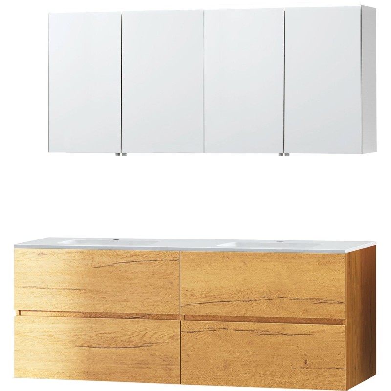 Meuble molto chêne gold 160 marbre synthétique armoire toilette