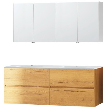 Meuble molto chêne gold 160 marbre synthétique armoire toilette