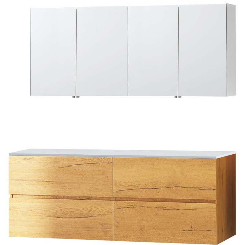 Meuble molto chêne gold 160 pour lavabo à poser armoire toilette