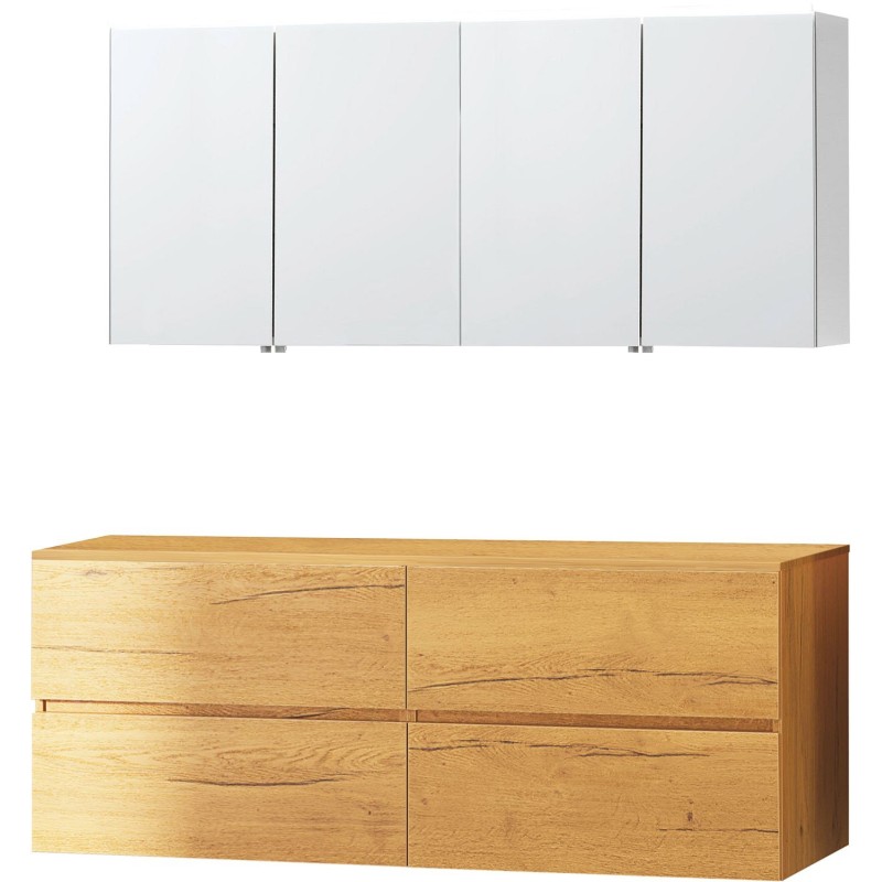 Meuble molto chêne gold 160 pour lavabo à poser armoire toilette