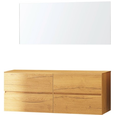 Meuble molto chêne gold 160 pour lavabo à poser miroir