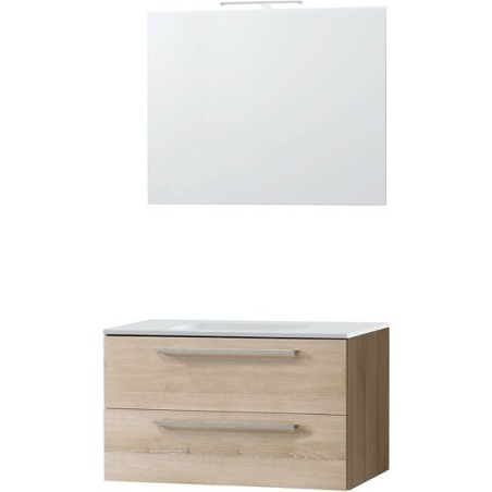 Meuble Combo Uni coloris frêne 90 solid avec miroir